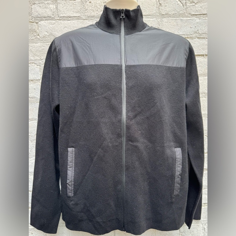 VINCE Two-Tone Gray and Black Bomber Jacket